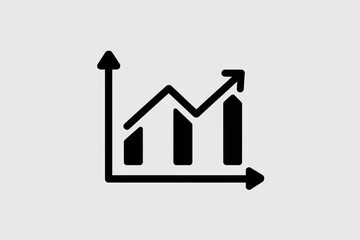 Growth chart icon simple flat vector design element isolated on white background for business and finance presentations