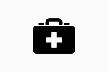 First aid kit icon simple black glyph vector symbol isolated on white background for medical and healthcare design