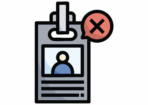 Rejected employee ID badge icon with a red cross