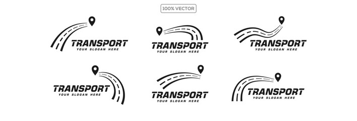  set of asphalt road curves, turns, bankings, and perspectives. Bending road, highway or roadway vector illustration.