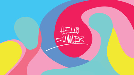 Creative template of summer bright cover, Abstract Vector Colorful liquid and fluid background, design template geometric style for card or poster, promo, social media, branding,.eps10