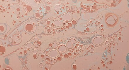 Ethereal marble effect background in soft pastel tones. Macro detail of a fluid art creation with beautiful bubbles and swirls for a serene design