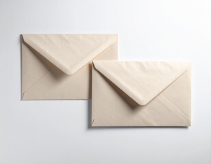 Two beige envelopes, one above the other on a light surface