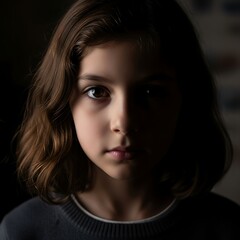 Fototapeta premium Portrait of a Serious Young Girl.