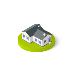 Isometric 3D icon house home. Residence building the city landscape 