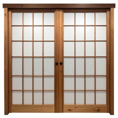 Wooden shoji doors, grid pattern, white paper panels