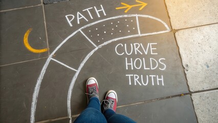 Inspirational Path Design with Chalk Art and Text Inspiration