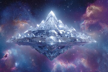 Crystal Pyramid Floating In A Nebula