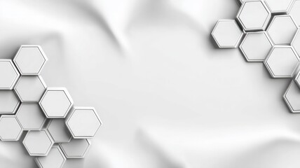 Geometric hexagonal pattern on subtle white background. AI image