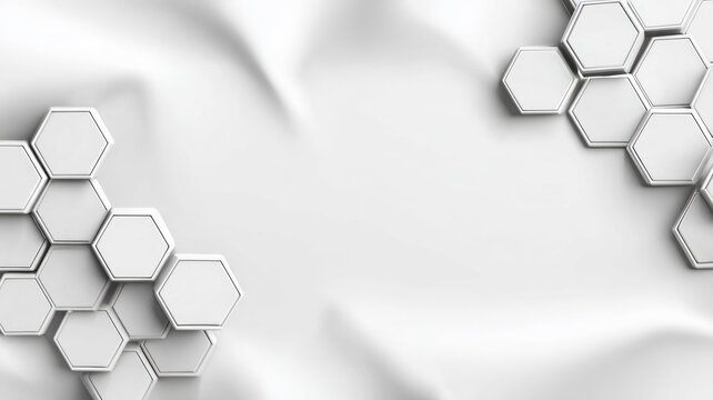 Geometric hexagonal pattern on subtle white background. AI image - Powered by Adobe
