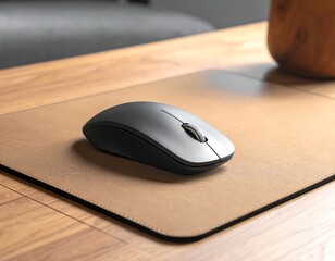 Wireless mouse on a tan mat
