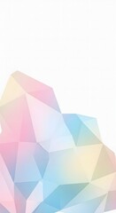 Modern digital art featuring a crystal-like polygon structure with a gentle pastel color gradient on a white background