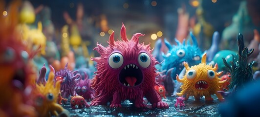 Tiny figures from life God vs monster,generative AI