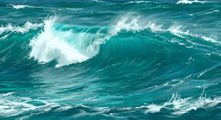 Vivid Ocean Waves Turquoise Water Surfing Natural Seascape