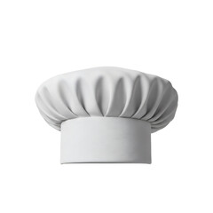 A classic white chefs hat, also known as a toque blanche, isolated on transparent background