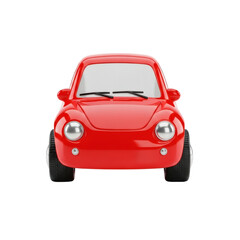 A cute red cartoon car isolated on transparent background