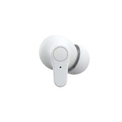 White wireless earbud isolated on transparent background