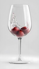 Stunning Strawberries Splashing in Wine Glass