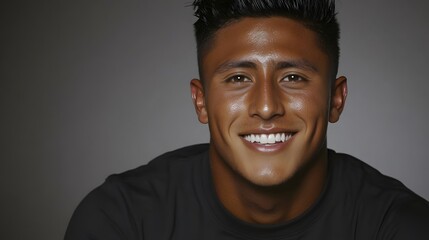 Smiling Young Man Portrait Studio Shot Happy Expression