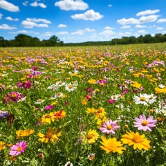 Vibrant Wildflower Meadow Summer Landscape