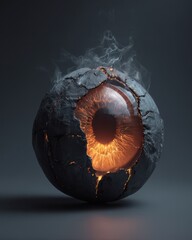 Ethereal Orb of Fiery Insight, Cracked and Smoking with Mystical Energy.