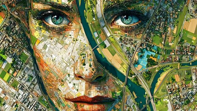 Face of the Earth: Aerial Map, ai generated.