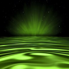 Abstract Green Water Surface Night Sky Aurora Borealis Background