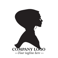 Black and White Woman Hijab Silhouette Close Up Logo in Minimalist Elegant Modern Vector Design