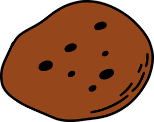 A simple brown potato with black spots
