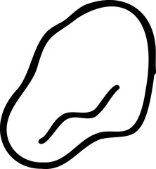 A simple handdrawn outline of a bean shape with a wavy line inside