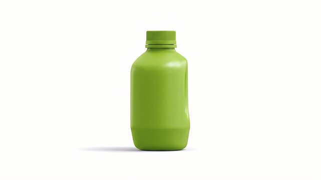 Sleek Green Plastic Bottle: Product Mockup, 3D Render, Packaging Design