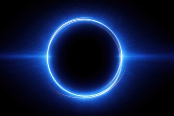 Radiant Blue Neon Eclipse with a Luminous Horizontal Light Beam.