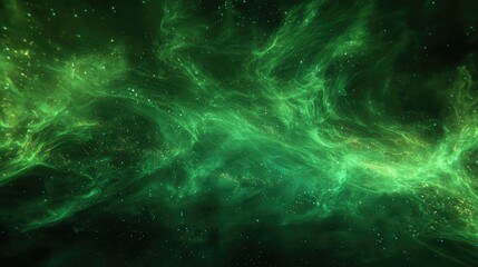 Fototapeta premium Abstract Green Nebula Space Scene