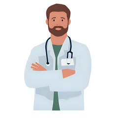 Fototapeta premium Confident Male Doctor with Folded Arms Illustration