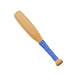 Baseball Bat 3D Rendered Illustration Isolated on Transparent Background with Blue Grip Sports Equipment for Recreation and Professional Games