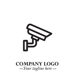 Black and White CCTV Logo Illustration in Minimalist Modern Vector Design for Security and Surveillance