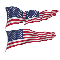Two Waving American Flags on Black Background