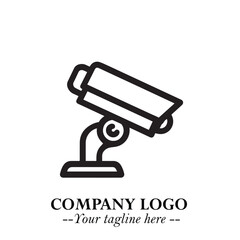 Black and White CCTV Logo Illustration in Minimalist Modern Vector Design for Security and Surveillance