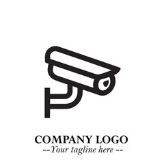 Black and White CCTV Logo Illustration in Minimalist Modern Vector Design for Security and Surveillance