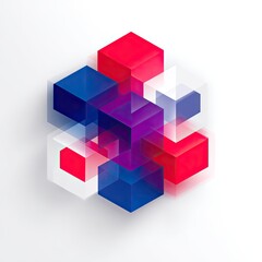 Obraz premium Abstract Geometric Cube Composition In Red, Blue, Purple And White
