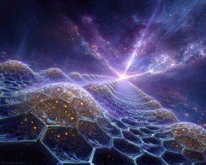 Futuristic Hexagonal Cityscape In Space