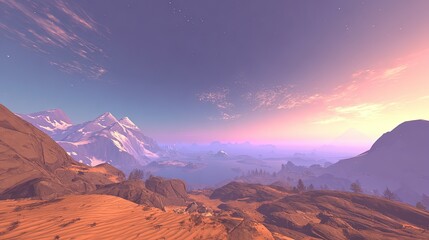 Fototapeta premium Pixelated Desert Landscape Sunset View