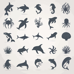 vector set of sea animals