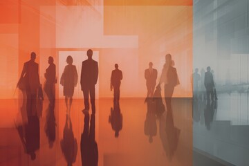 Vibrant silhouettes create an engaging atmosphere in a modern office setting