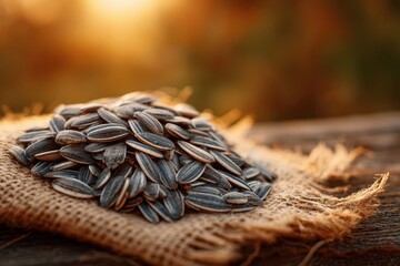 Sunflower seeds basking in warm summer light highlight the beauty of a bountiful harvest