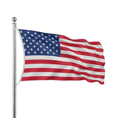Waving American Flag on a Pole