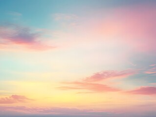 Fototapeta premium Beautiful Pastel Colored Sky at Sunset with Soft Clouds Background Image