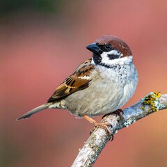 Naklejka premium Eurasian Tree Sparrow perched