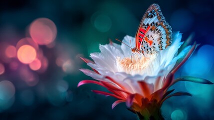 A Vibrant Butterfly Resting on a Blooming Flower, Showcasing Nature's Intricate Beauty and Delicate Colors in a Peaceful Garden Setting