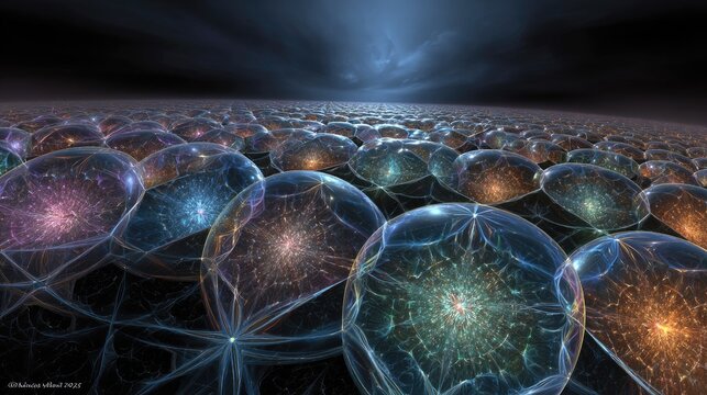 Abstract Colorful Spheres In Space - Powered by Adobe